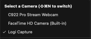 Camera source input selection for video conferencing